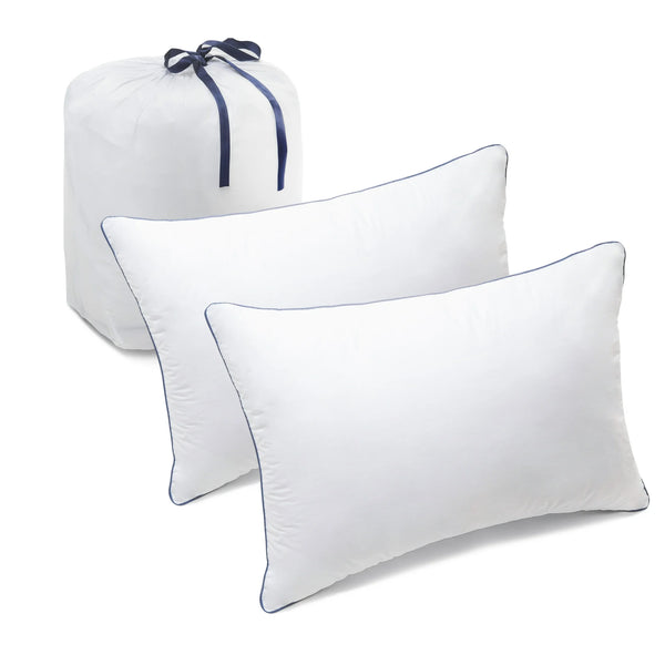 2 Pack 100% Cotton Bed Pillows for Sleeping White