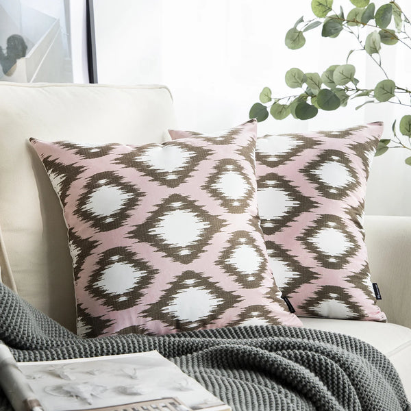 2 Pack Square Decorative Throw Pillow Cover Pink Net 18"x18"