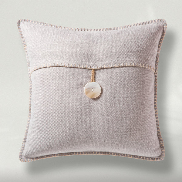 2 Set Single Button Square Throw Pillow Cover Gray 18"x18"