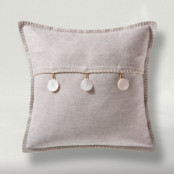 2 Set Triple Button Square Throw Pillow Cover Gray 18"x18"