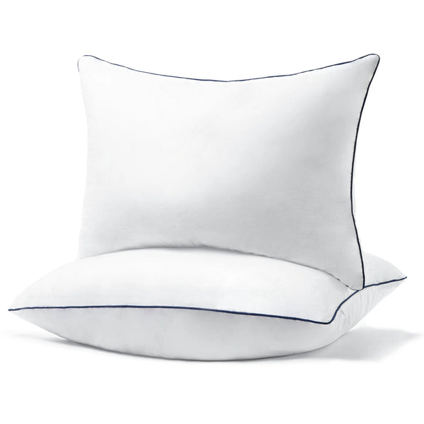 2 Pack 100% Cotton Fluffy Bed Pillows for Sleeping