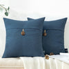2 Pack Button Vintage Linen Decorative Pillows 18"x18"
