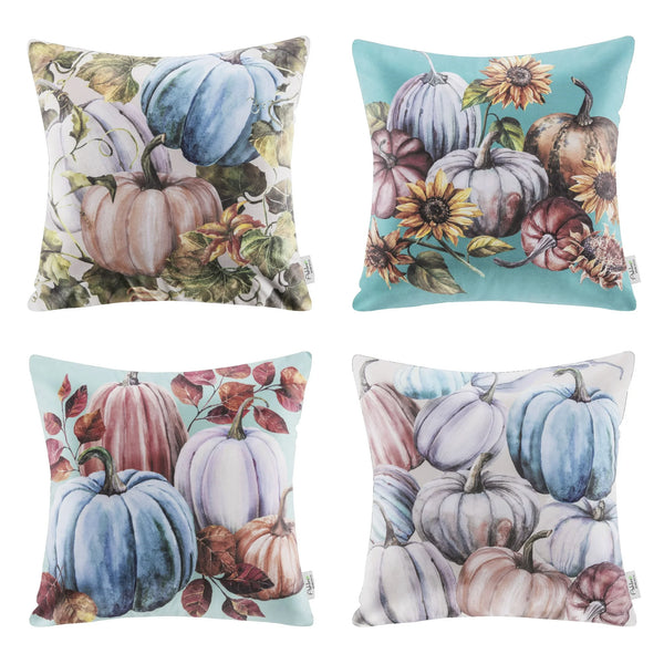 4 Pack Printed Decorative Throw Pillow Covers Blue 18"x18"