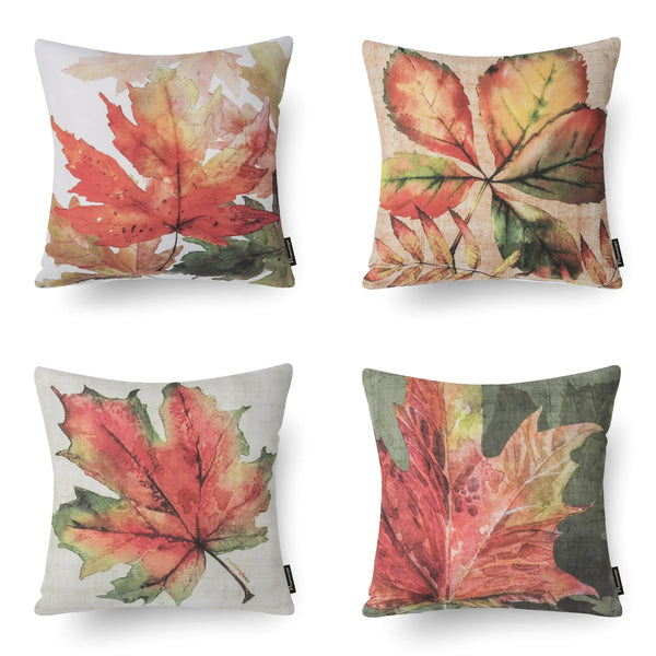 4 Pack Printed Decorative Throw Pillow Covers Maple 18"x18"