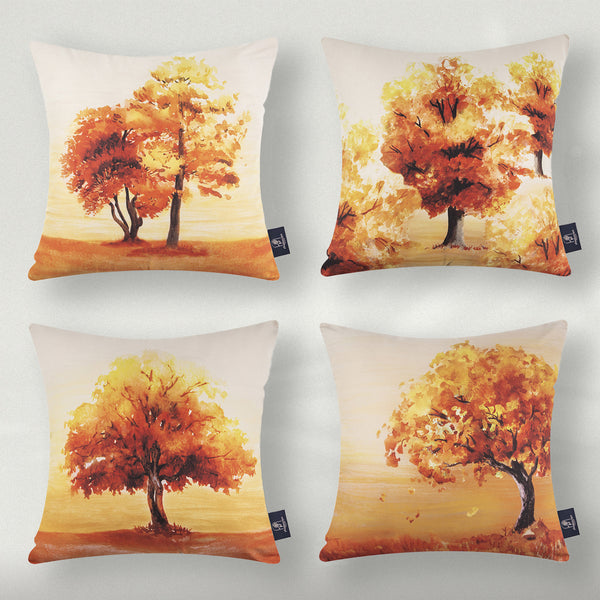 4 Pack Season Series Throw Pillow Covers Orange 18"x18"