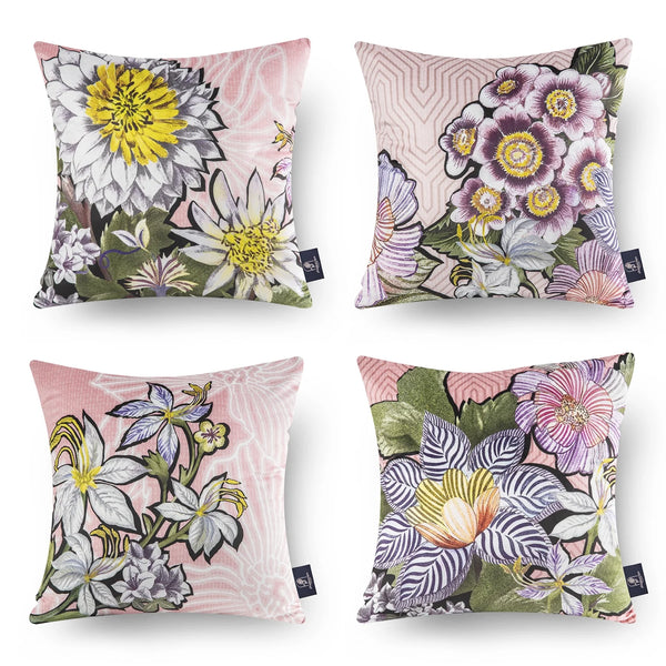 4 Pack Tropical Series Throw Pillow Covers Light Purple Sunflower 18"x18"