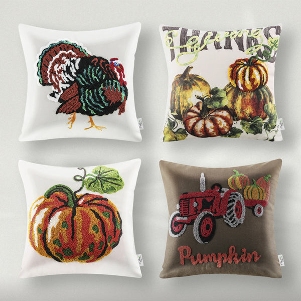 4-Piece Thanksgiving Throw Pillows Blind Box 18"x18"