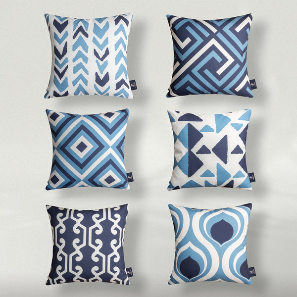 6 Set Printing Square Cusion Covers Blue 18"x18"
