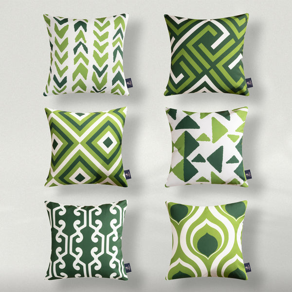 6 Set Printing Square Cusion Covers Green 18"x18"