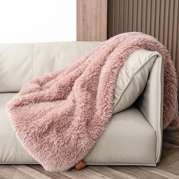 Alpaca Fleece Blanket Soft Plush Throw Blanket Pink 50"x60"