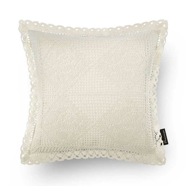 Bohemian Series Handmade Throw Pillow Cover Offwhite 18x18"