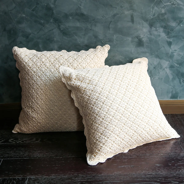 Bohemian Series Handmade Throw Pillow Cover White 18x18"
