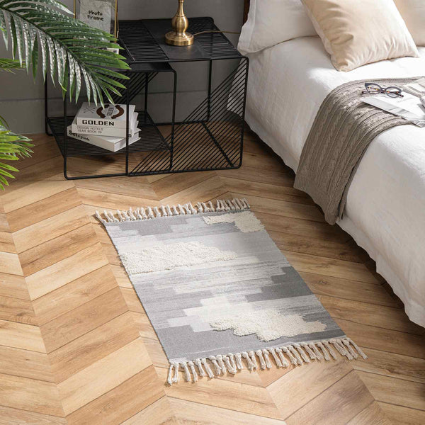 Bohemian Tufted Fringed Tassel Area Rug Gray