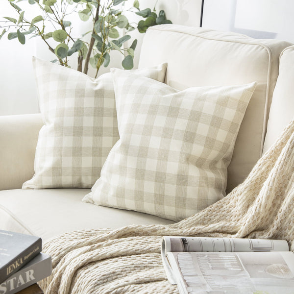Checkers Series Square Throw Pillow Covers Off White