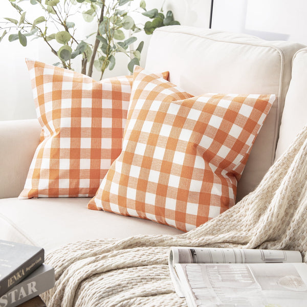 Checkers Series Square Throw Pillow Covers Orange 18"x18"