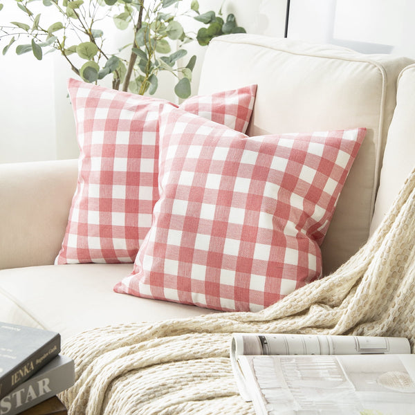 Checkers Series Square Throw Pillow Covers Pink