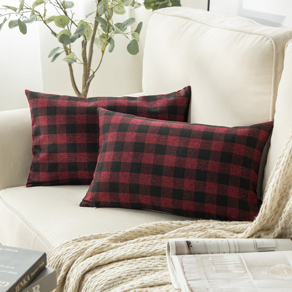 Checkers Series Square Throw Pillow Covers Red/Black