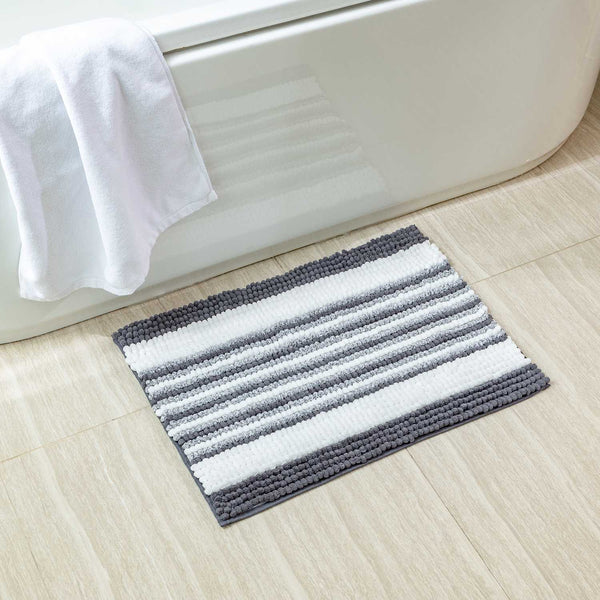 Chenille Dry Fast Water Absorbent Carpets Dark Gray 17x24 IN