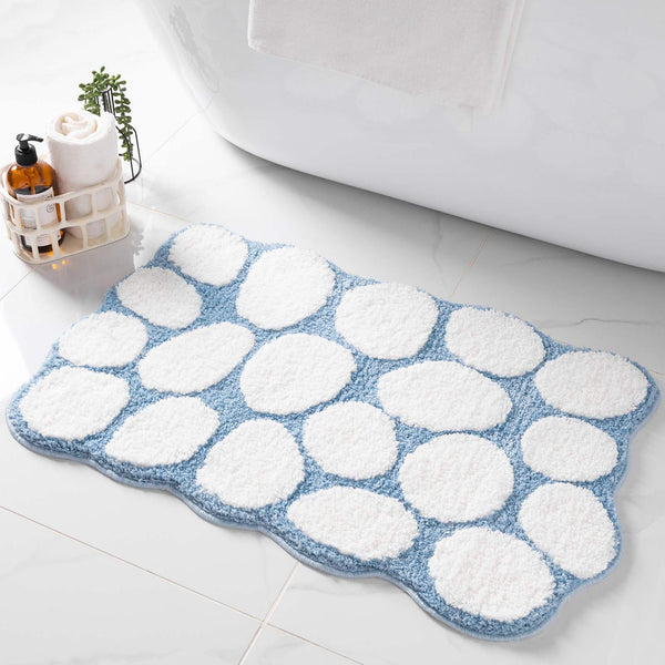 Cobblestone Cute Bathroom Rugs Blue 20x32 IN