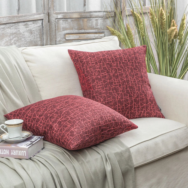 Crack Texture Series Decorative Throw Pillow Cover Red 18"x18"