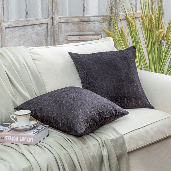 Crack Texture Series Throw Pillow Cover Black 18"x18"