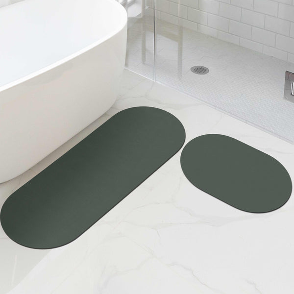 Diatomaceous Earth Quick Dry Bathroom Bathmat Dark Gray Set of 2