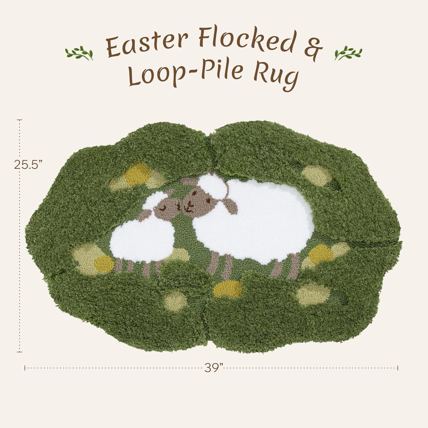 Easter Door Mat Little Lamb Non-Slip Soft Microfiber Tufted 25.5
