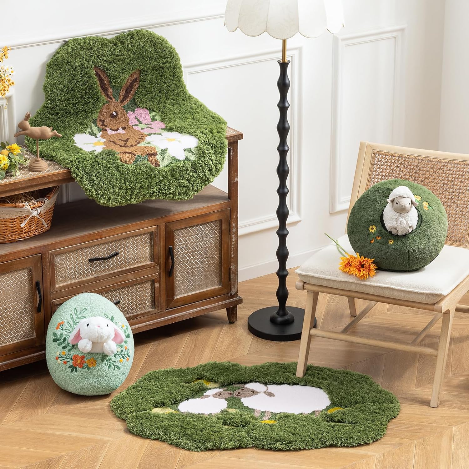 Easter Door Mat Little Lamb Non-Slip Soft Microfiber Tufted 25.5