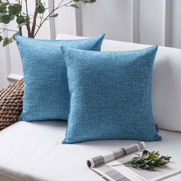 Textural Faux Linen Throw Pillow Cover Blue 18"x18"