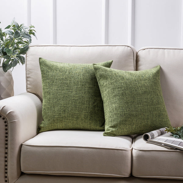 Textural Faux Linen Throw Pillow Cover Green 18"x18"