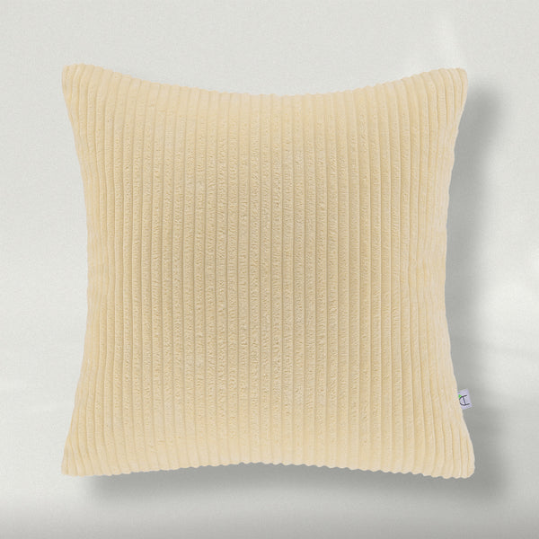 Fluffy Corduroy Solid Color Throw Pillow Covers Beige 18”x18”