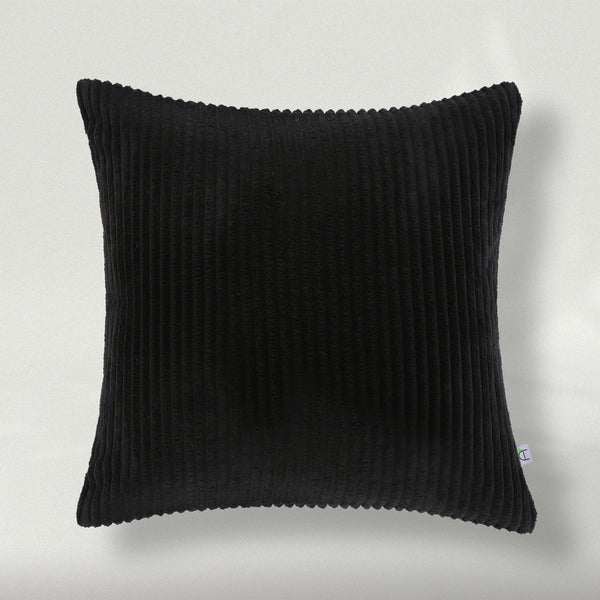 Fluffy Corduroy Solid Color Throw Pillow Covers Black 18"x18"