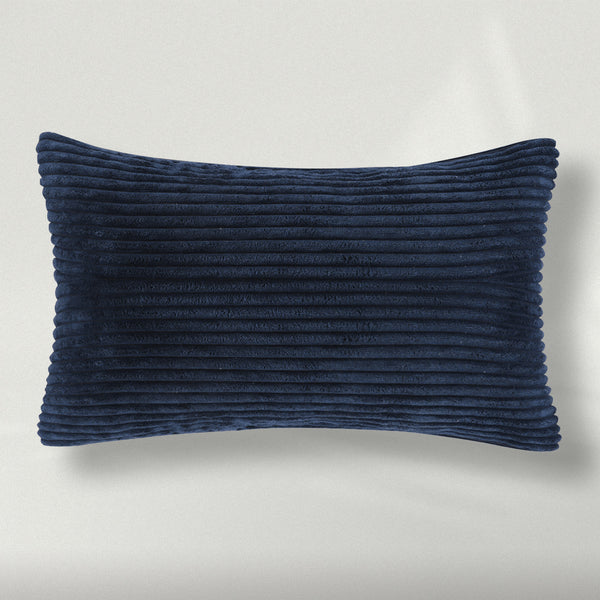 Fluffy Corduroy Solid Color Throw Pillow Covers Blue 12"x20"