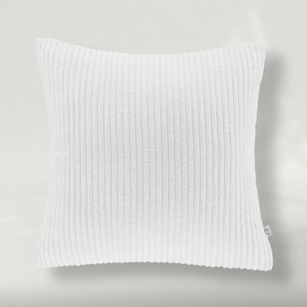 Fluffy Corduroy Solid Color Throw Pillow Covers White 18"x18"