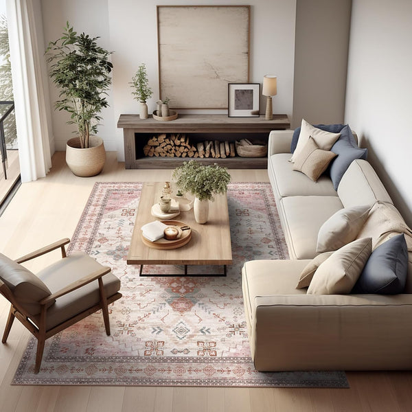 Large Boho 8x10 Vintage Area Rug for Living Room