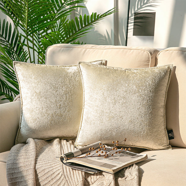 Patterned Velvet Tailored Edge Throw Pillow Cover White 18"x18"