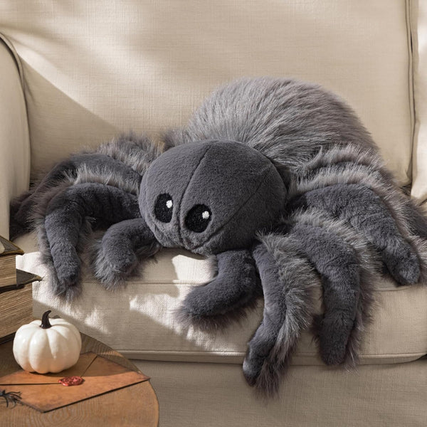 Faux Fur Fluffy Halloween Spider Pillow 9.5"x16"