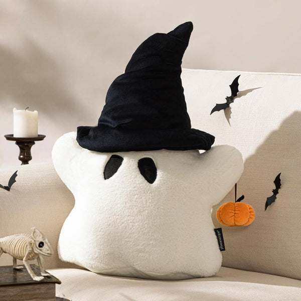Halloween Ghost Shaped Pillow with Pumpkin 20"x16"