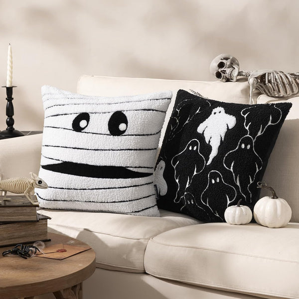 Pack of 2 Teddy Fur Halloween Decorative Pillows 18"x18"