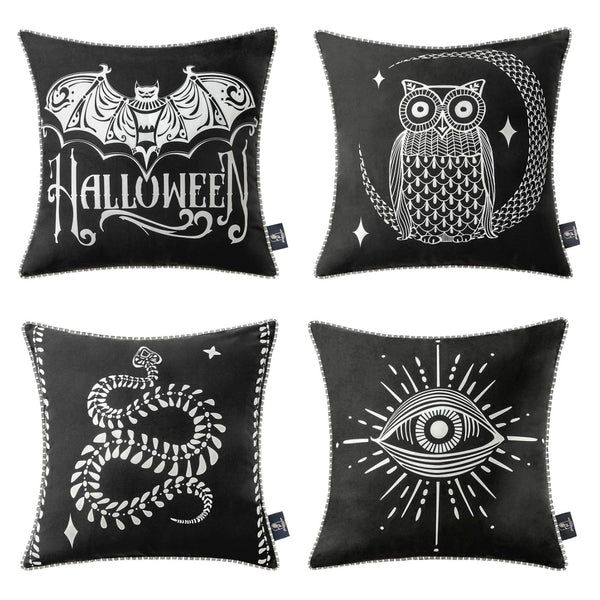 Pack of 4 Printed Decorative Throw Pillows Halloween 18"x18"