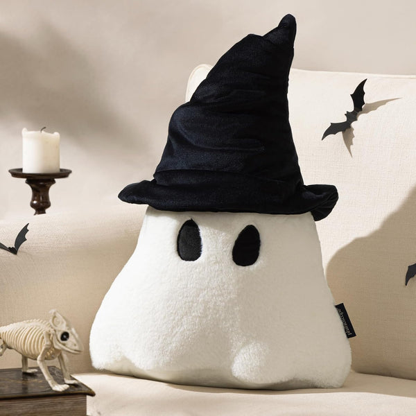 Soft Faux Rabbit Fur Halloween Ghost Pillow 19"x14"