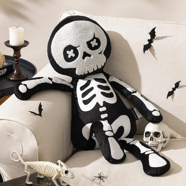 Soft Velvet Embroidery Halloween Skeleton Pillows 32"x14.5"