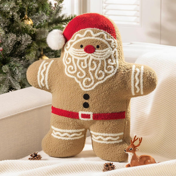 Plush Teddy Santa Claus Gingerbread Christmas Pillows 20"x16.5"
