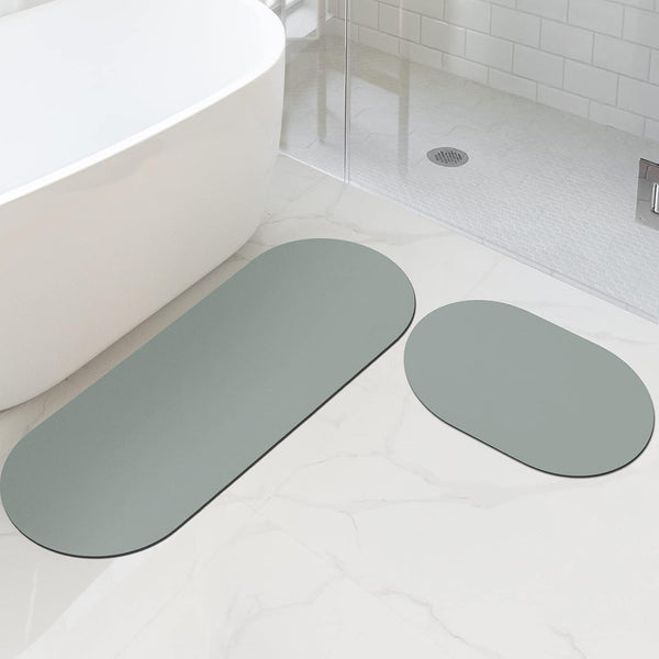 Diatomaceous Earth Quick Dry Bathroom Bathmat Light Gray Set of 2