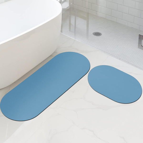 Diatomaceous Earth Quick Dry Bathroom Bathmat Blue Set of 2