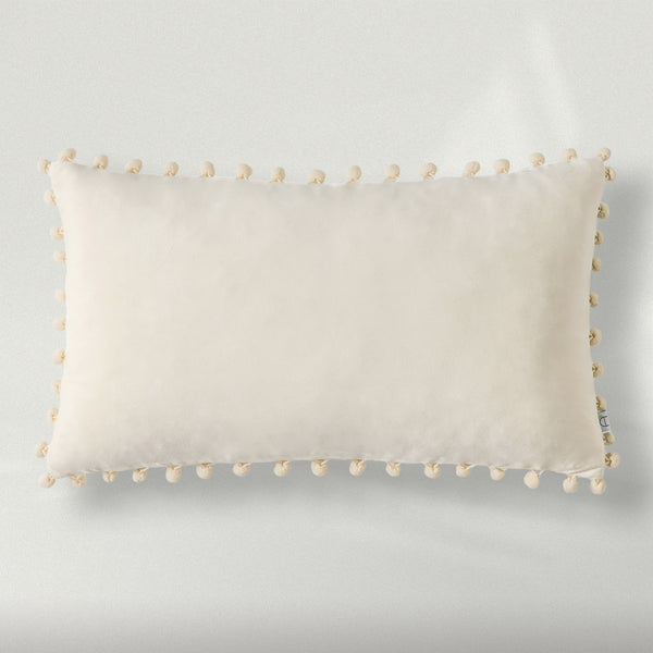 Silky Velvet Series Pom Pom Decorative Pillow Cover White