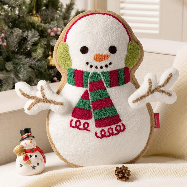 Snowman Pillow with DIY Branch Arms & Earmuffs 18"x12"
