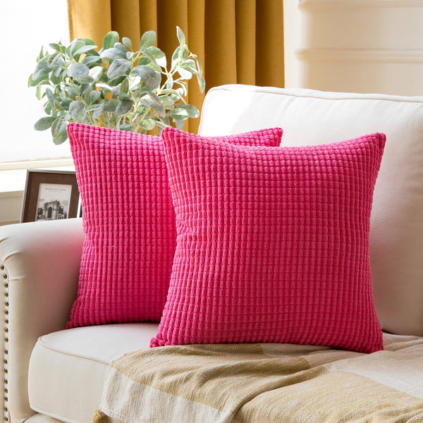 Soft Corduroy Corn Striped Velvet Throw Pillow Cover Pink