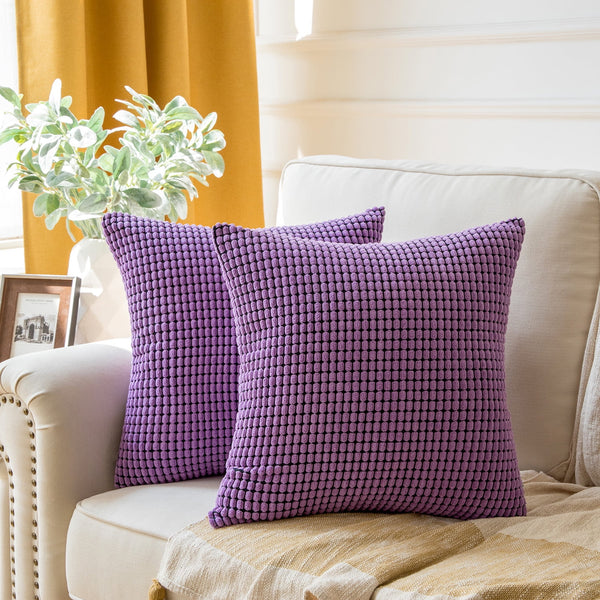 Soft Corduroy Corn Striped Velvet Throw Pillow Cover Purple