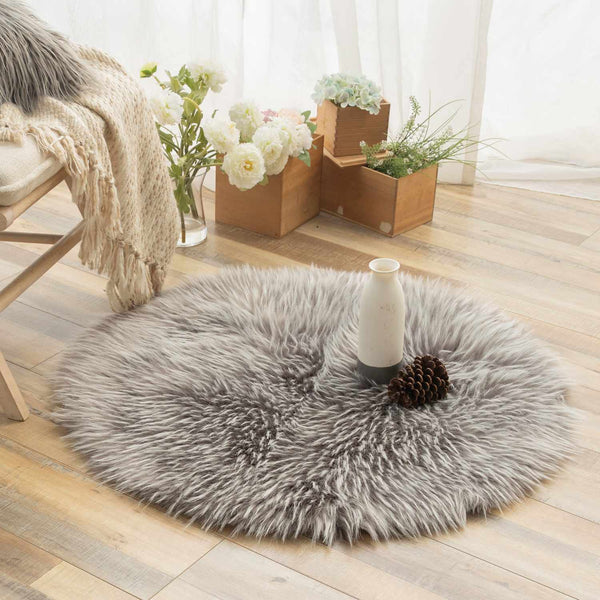 Soft Faux Fur Rug Sheepskin Area Rug Gray